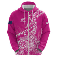 Custom New Zealand Rugby Silver Fern Hoodie Aotearoa Kiwi Maori Pink Version - Wonder Print Shop