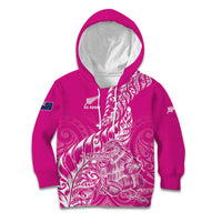 Custom New Zealand Rugby Silver Fern Kid Hoodie Aotearoa Kiwi Maori Pink Version - Wonder Print Shop