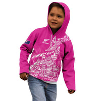 Custom New Zealand Rugby Silver Fern Kid Hoodie Aotearoa Kiwi Maori Pink Version - Wonder Print Shop