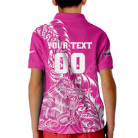 Custom New Zealand Rugby Silver Fern Kid Polo Shirt Aotearoa Kiwi Maori Pink Version - Wonder Print Shop