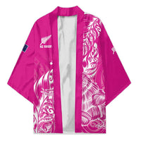 Custom New Zealand Rugby Silver Fern Kimono Aotearoa Kiwi Maori Pink Version - Wonder Print Shop