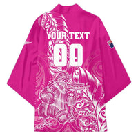 Custom New Zealand Rugby Silver Fern Kimono Aotearoa Kiwi Maori Pink Version - Wonder Print Shop