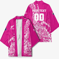 Custom New Zealand Rugby Silver Fern Kimono Aotearoa Kiwi Maori Pink Version - Wonder Print Shop