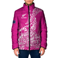 Custom New Zealand Rugby Silver Fern Padded Jacket Aotearoa Kiwi Maori Pink Version - Wonder Print Shop