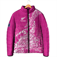 Custom New Zealand Rugby Silver Fern Padded Jacket Aotearoa Kiwi Maori Pink Version - Wonder Print Shop