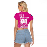 Custom New Zealand Rugby Silver Fern Raglan Cropped T Shirt Aotearoa Kiwi Maori Pink Version - Wonder Print Shop