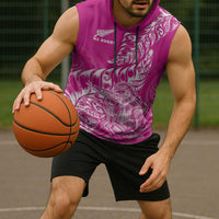 Custom New Zealand Rugby Silver Fern Sleeveless Hoodie Aotearoa Kiwi Maori Pink Version - Wonder Print Shop