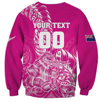 Custom New Zealand Rugby Silver Fern Sweatshirt Aotearoa Kiwi Maori Pink Version - Wonder Print Shop