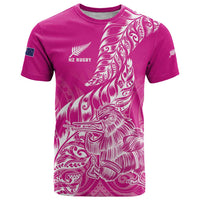 Custom New Zealand Rugby Silver Fern T Shirt Aotearoa Kiwi Maori Pink Version - Wonder Print Shop