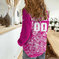 Custom New Zealand Rugby Silver Fern Women Casual Shirt Aotearoa Kiwi Maori Pink Version - Wonder Print Shop