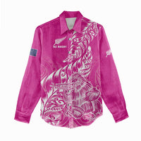 Custom New Zealand Rugby Silver Fern Women Casual Shirt Aotearoa Kiwi Maori Pink Version - Wonder Print Shop