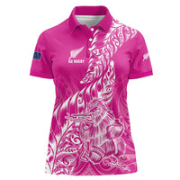 Custom New Zealand Rugby Silver Fern Women Polo Shirt Aotearoa Kiwi Maori Pink Version - Wonder Print Shop