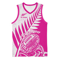 Custom New Zealand Rugby Silver Fern Basketball Jersey Aotearoa Maori Pink Version - Wonder Print Shop