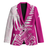 Custom New Zealand Rugby Silver Fern Blazer Aotearoa Maori Pink Version - Wonder Print Shop