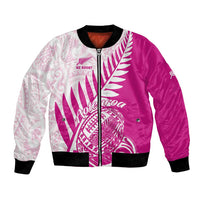 Custom New Zealand Rugby Silver Fern Bomber Jacket Aotearoa Maori Pink Version - Wonder Print Shop