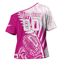 Custom New Zealand Rugby Silver Fern Cross Shoulder Shirt Aotearoa Maori Pink Version - Wonder Print Shop