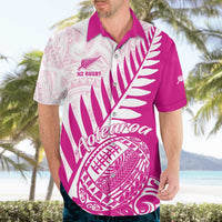 Custom New Zealand Rugby Silver Fern Hawaiian Shirt Aotearoa Maori Pink Version - Wonder Print Shop