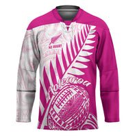 Custom New Zealand Rugby Silver Fern Hockey Jersey Aotearoa Maori Pink Version - Wonder Print Shop