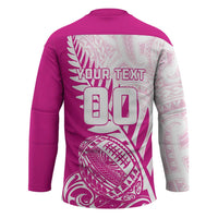 Custom New Zealand Rugby Silver Fern Hockey Jersey Aotearoa Maori Pink Version - Wonder Print Shop