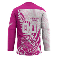 Custom New Zealand Rugby Silver Fern Hockey Jersey Aotearoa Maori Pink Version - Wonder Print Shop