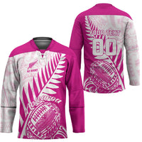 Custom New Zealand Rugby Silver Fern Hockey Jersey Aotearoa Maori Pink Version - Wonder Print Shop