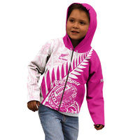 Custom New Zealand Rugby Silver Fern Kid Hoodie Aotearoa Maori Pink Version - Wonder Print Shop