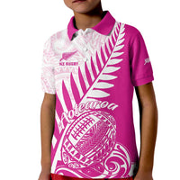 Custom New Zealand Rugby Silver Fern Kid Polo Shirt Aotearoa Maori Pink Version - Wonder Print Shop