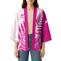 Custom New Zealand Rugby Silver Fern Kimono Aotearoa Maori Pink Version - Wonder Print Shop