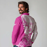 Custom New Zealand Rugby Silver Fern Long Sleeve Polo Shirt Aotearoa Maori Pink Version - Wonder Print Shop