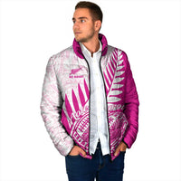 Custom New Zealand Rugby Silver Fern Padded Jacket Aotearoa Maori Pink Version - Wonder Print Shop