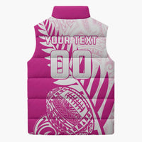 Custom New Zealand Rugby Silver Fern Sleeveless Puffer Jacket Aotearoa Maori Pink Version - Wonder Print Shop