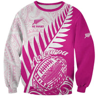 Custom New Zealand Rugby Silver Fern Sweatshirt Aotearoa Maori Pink Version - Wonder Print Shop