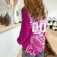 Custom New Zealand Rugby Silver Fern Women Casual Shirt Aotearoa Maori Pink Version - Wonder Print Shop