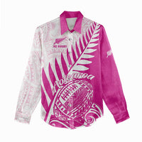 Custom New Zealand Rugby Silver Fern Women Casual Shirt Aotearoa Maori Pink Version - Wonder Print Shop