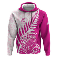 Custom New Zealand Rugby Silver Fern Zip Hoodie Aotearoa Maori Pink Version - Wonder Print Shop