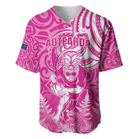New Zealand Silver Fern Rugby All Pink Baseball Jersey Maori Tiki Player With Ta Moko Tribal - Wonder Print Shop