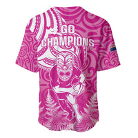 New Zealand Silver Fern Rugby All Pink Baseball Jersey Maori Tiki Player With Ta Moko Tribal - Wonder Print Shop