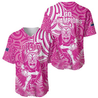 New Zealand Silver Fern Rugby All Pink Baseball Jersey Maori Tiki Player With Ta Moko Tribal - Wonder Print Shop