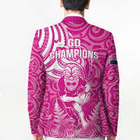 New Zealand Silver Fern Rugby All Pink Blazer Maori Tiki Player With Ta Moko Tribal - Wonder Print Shop