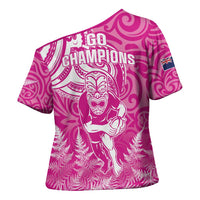 New Zealand Silver Fern Rugby All Pink Cross Shoulder Shirt Maori Tiki Player With Ta Moko Tribal - Wonder Print Shop