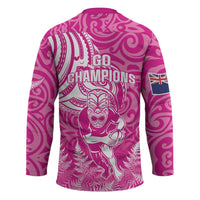 New Zealand Silver Fern Rugby All Pink Hockey Jersey Maori Tiki Player With Ta Moko Tribal - Wonder Print Shop