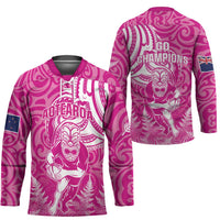 New Zealand Silver Fern Rugby All Pink Hockey Jersey Maori Tiki Player With Ta Moko Tribal - Wonder Print Shop