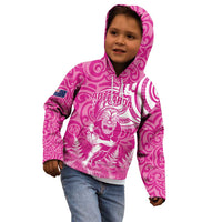 New Zealand Silver Fern Rugby All Pink Kid Hoodie Maori Tiki Player With Ta Moko Tribal - Wonder Print Shop