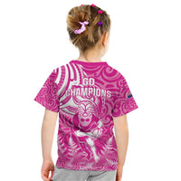 New Zealand Silver Fern Rugby All Pink Kid T Shirt Maori Tiki Player With Ta Moko Tribal - Wonder Print Shop