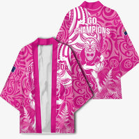 New Zealand Silver Fern Rugby All Pink Kimono Maori Tiki Player With Ta Moko Tribal - Wonder Print Shop