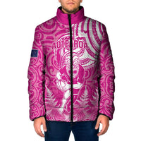 New Zealand Silver Fern Rugby All Pink Padded Jacket Maori Tiki Player With Ta Moko Tribal - Wonder Print Shop