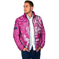 New Zealand Silver Fern Rugby All Pink Padded Jacket Maori Tiki Player With Ta Moko Tribal - Wonder Print Shop