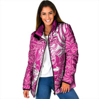 New Zealand Silver Fern Rugby All Pink Padded Jacket Maori Tiki Player With Ta Moko Tribal - Wonder Print Shop
