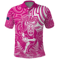 New Zealand Silver Fern Rugby All Pink Polo Shirt Maori Tiki Player With Ta Moko Tribal - Wonder Print Shop