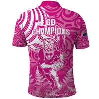 New Zealand Silver Fern Rugby All Pink Polo Shirt Maori Tiki Player With Ta Moko Tribal - Wonder Print Shop